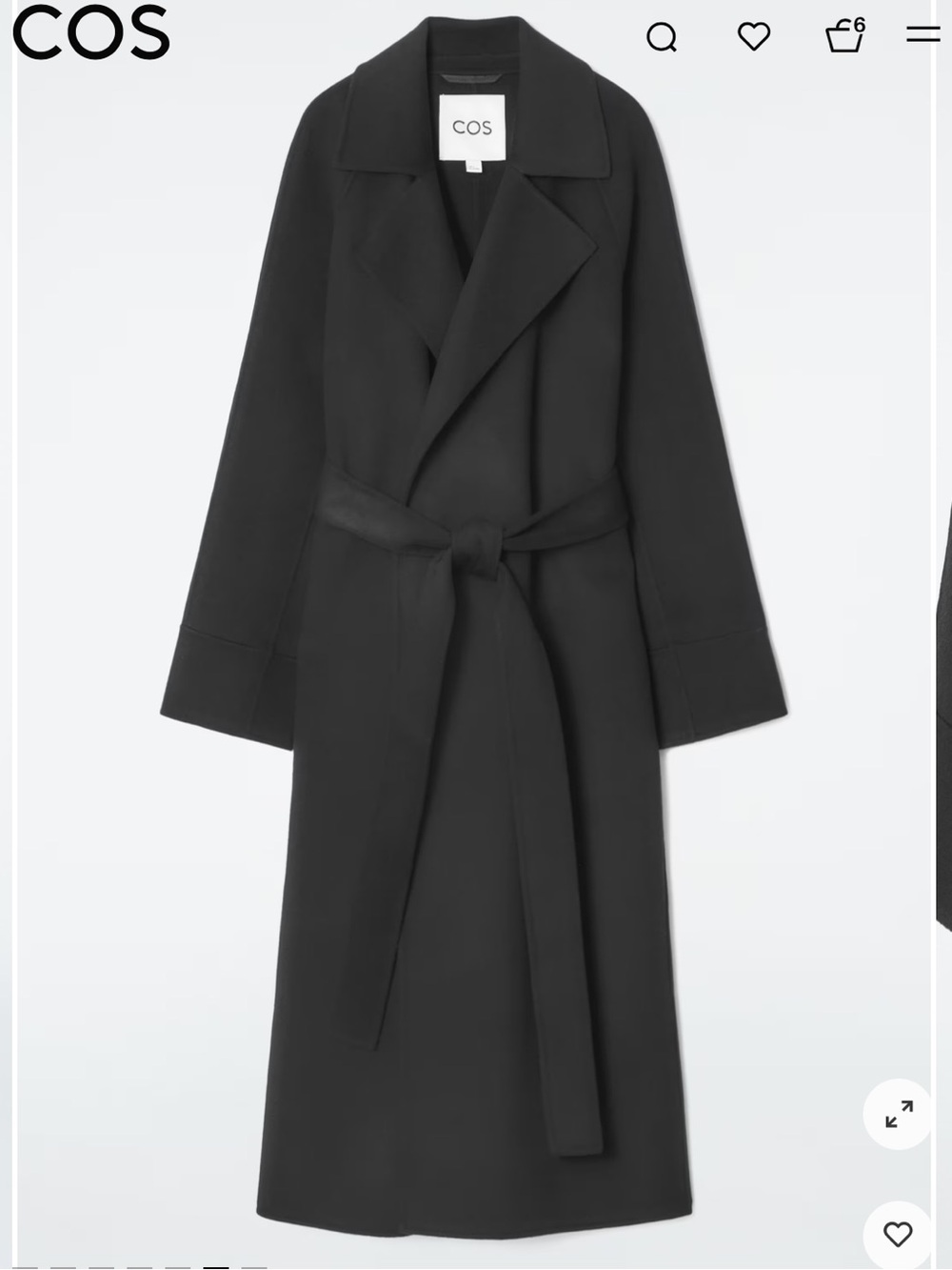 COS Black Double Faced Wool Wrap Coat